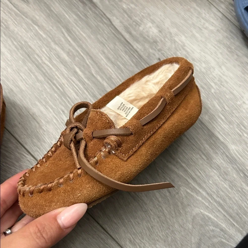 Crewcuts Brown Kids Moccasins with Bow Detail
